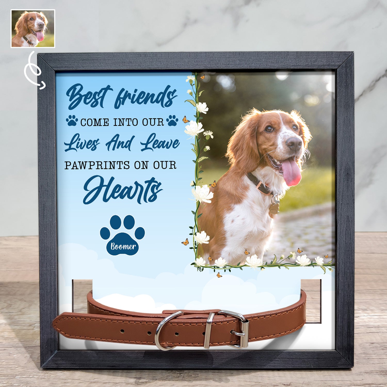 Custom Photo You Were My Favorite Hello And Hardest Goodbye - Memorial, Sympathy Gift For Dog Owners, Cat Lovers - Personalized Pet Loss Sign, Collar Frame