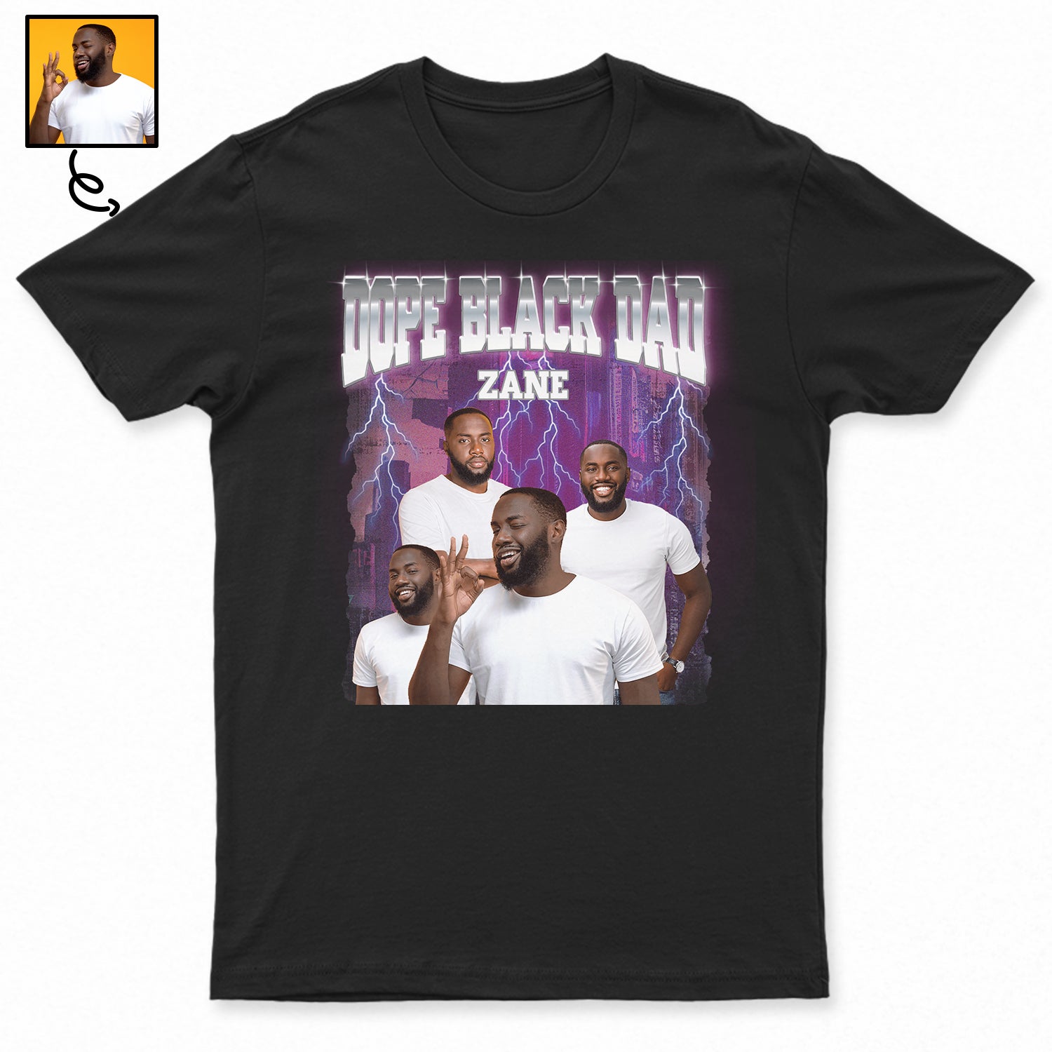 Custom Photo Dope Black Dad - Father Gift - Personalized T Shirt