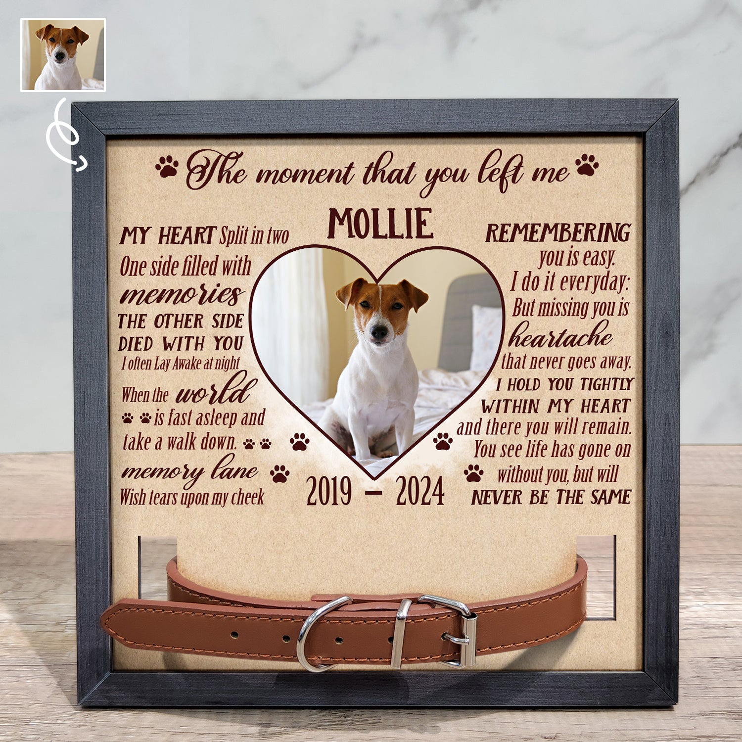 Custom Photo The Moment That You Left Me - Pet Memorial Gift, Cat Lovers, Dog Lovers - Personalized Pet Loss Sign, Collar Frame