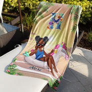 Serviette de plage monogramme - Cadeau pour femmes, amoureuses de la plage - Serviette de plage personnalisée