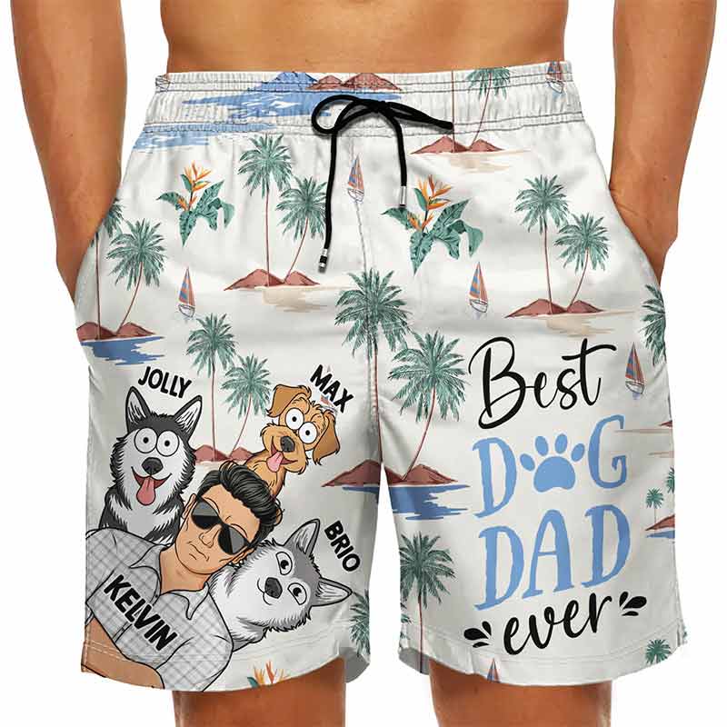 Best Dog Dad Ever - Personalized Unisex Beach Shorts