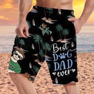 Meilleur papa de chien de tous les temps - Short de plage unisexe personnalisé