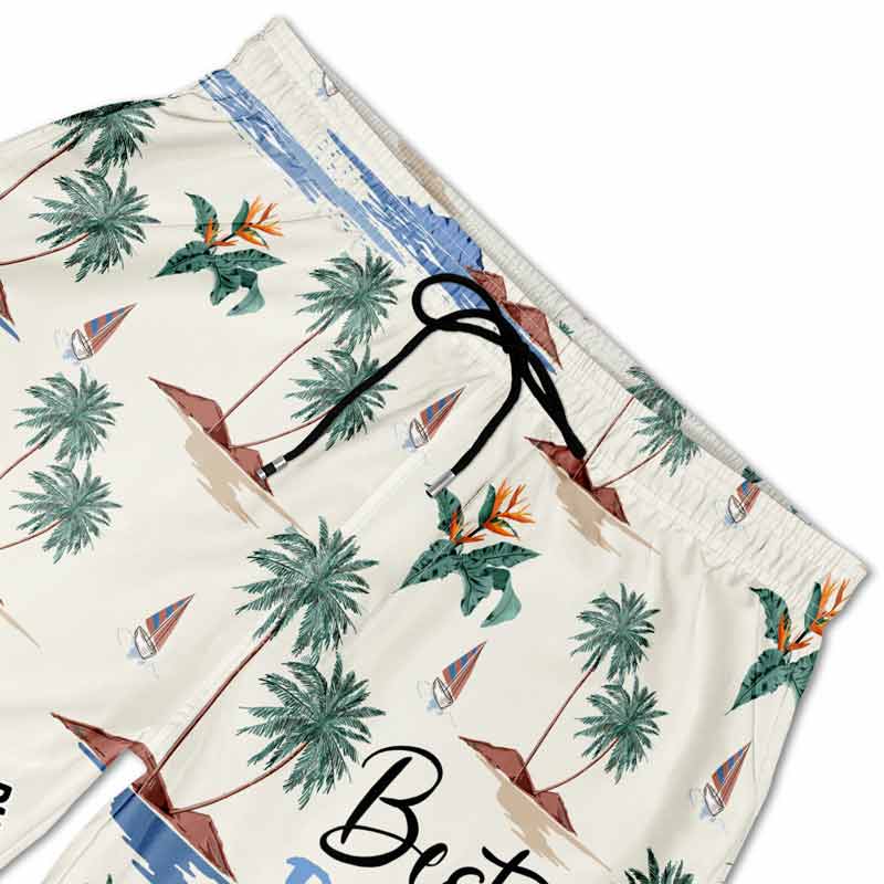 Meilleur papa de chien de tous les temps - Short de plage unisexe personnalisé