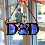 Attrape-soleil personnalisé à suspendre à une fenêtre, motif « Dad Dad » (chien de sympathie)