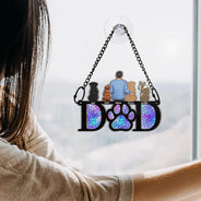 Attrape-soleil personnalisé à suspendre à une fenêtre, motif « Dad Dad » (chien de sympathie)
