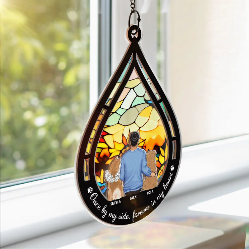 Memorial Once By My Side, Forever In My Heart - Personalized Window Hanging Suncatcher Ornament