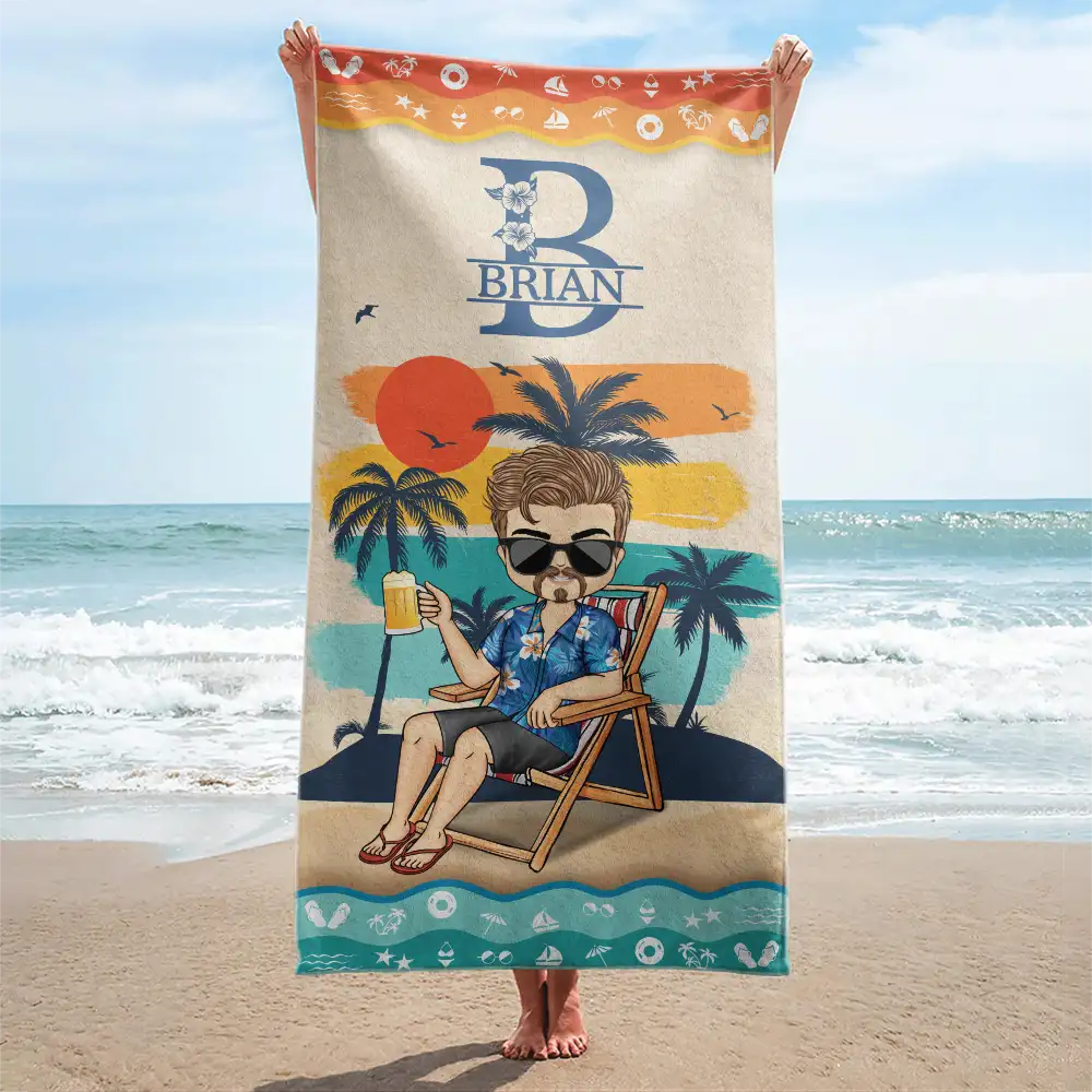 Serviette de plage Monogram Summer Vibe - Serviette de plage personnalisée