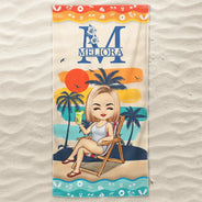 Serviette de plage Monogram Summer Vibe - Serviette de plage personnalisée