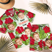 Photo personnalisée « Meilleur papa de tous les temps » - Ensemble chemise et short hawaïens personnalisés