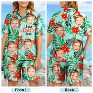 Photo personnalisée « Meilleur papa de tous les temps » - Ensemble chemise et short hawaïens personnalisés