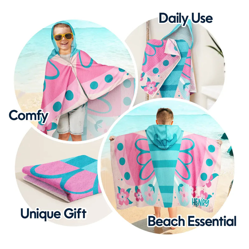 Kids Animal - Personalized Hooded Beach Towel