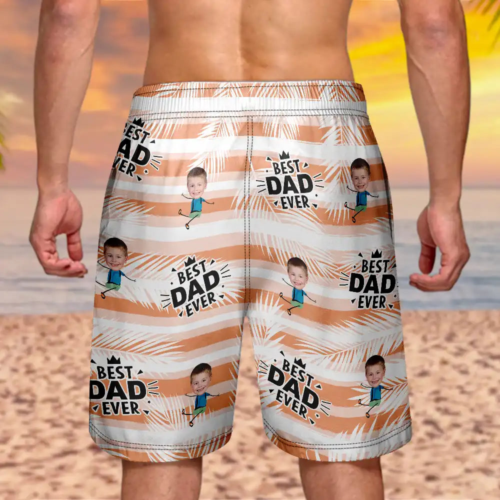 Custom Photo Best Dad Grandpa Ever - Personalized Unisex Beach Shorts