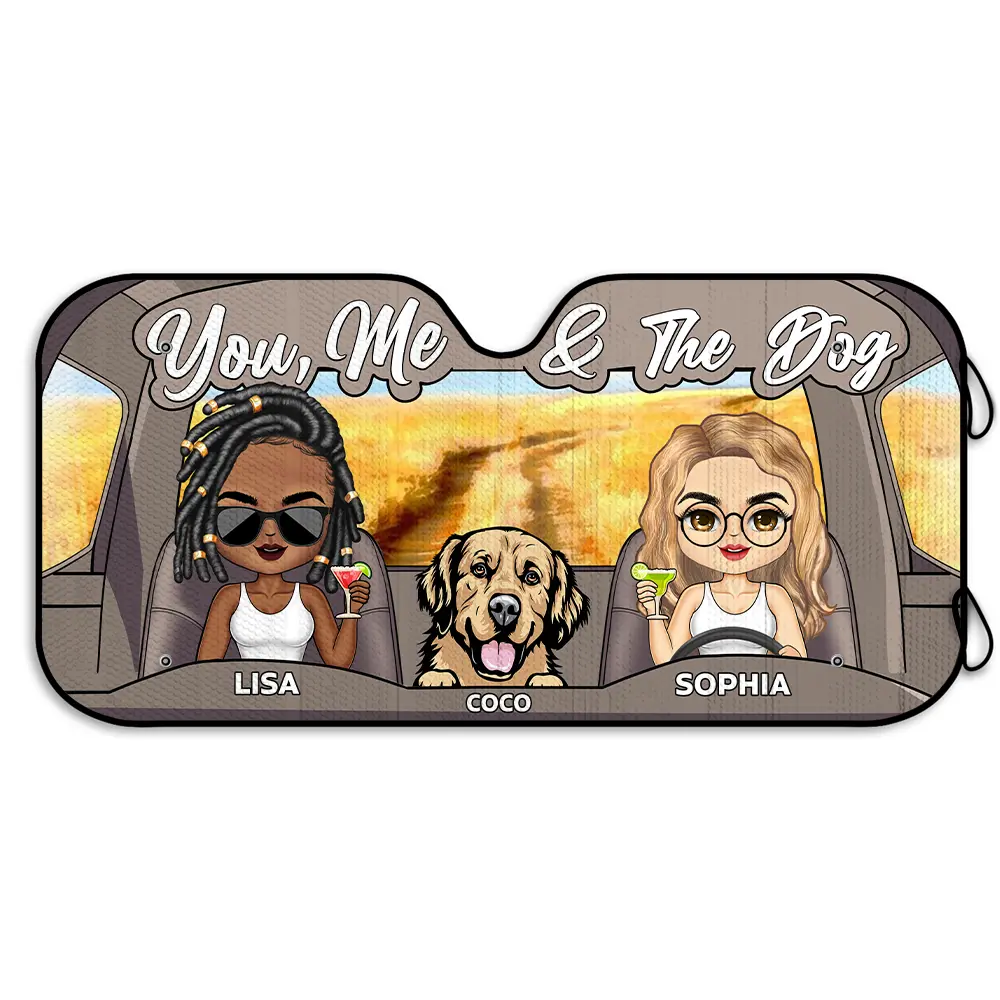 You And Me And The Pet Couples - Personalized Auto Sunshade