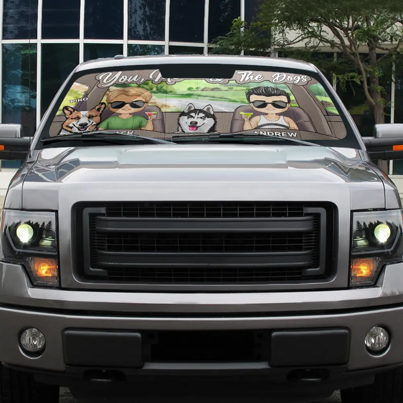 You And Me And The Pet Couples - Personalized Auto Sunshade