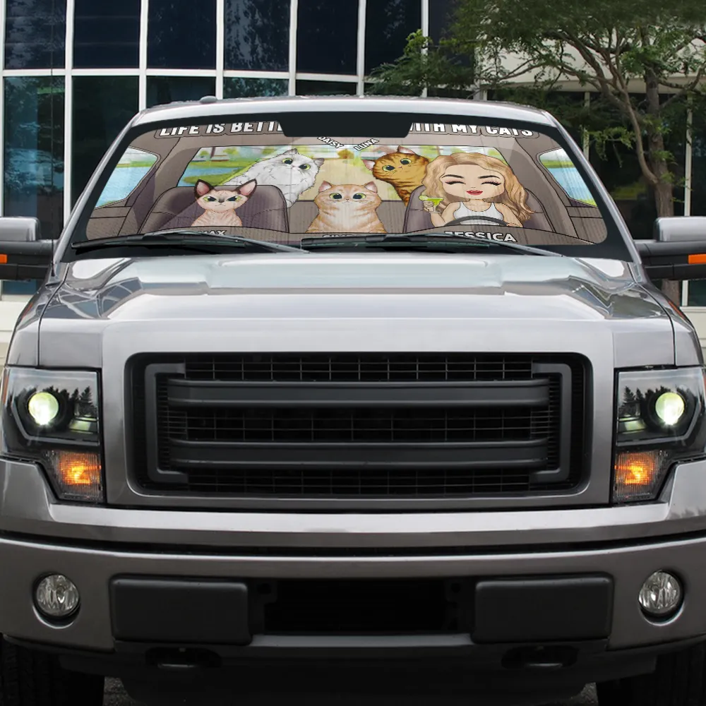 Life Is Better With The Pet Dog Cat - Personalized Auto Sunshade