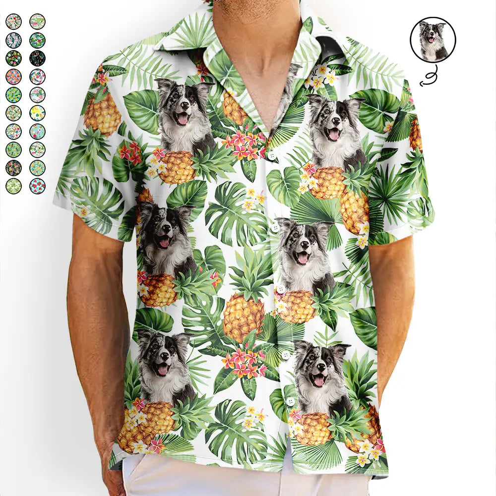 Custom Photo Pet Face Family Tropical Background - Personalized Hawaiian Shirt