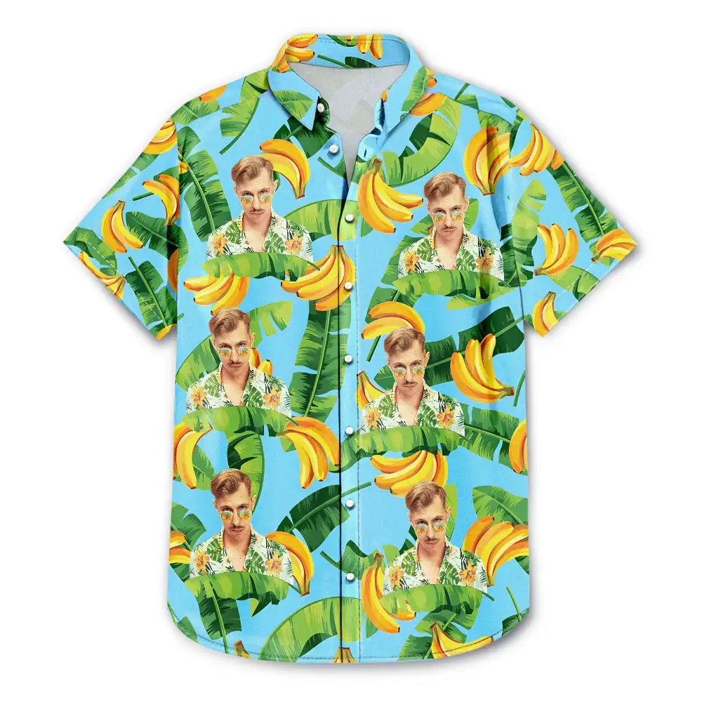 Custom Photo Pet Face Family Tropical Background - Personalized Hawaiian Shirt