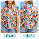 Custom Photo Pet Face Family Tropical Background - Personalized Hawaiian Shirt