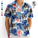 Custom Photo Tropical Leaves Funny Family Pet Face - Personalized Hawaiian Shirt