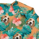Custom Photo Tropical Leaves Funny Family Pet Face - Personalized Hawaiian Shirt