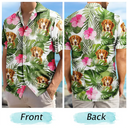 Custom Photo Tropical Leaves Funny Family Pet Face - Personalized Hawaiian Shirt