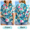 Custom Photo Tropical Leaves Funny Family Pet Face - Personalized Hawaiian Shirt
