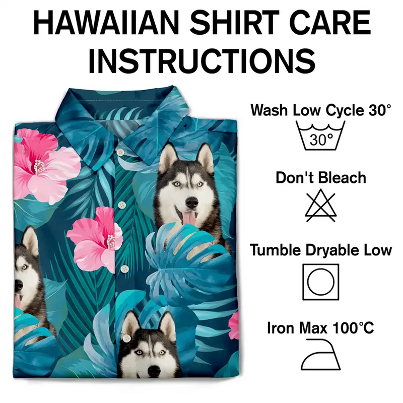 Custom Photo Tropical Leaves Funny Family Pet Face - Personalized Hawaiian Shirt