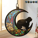Dog With Stained Glass Moon - Personalized Window Hanging Suncatcher Ornament