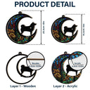 Dog With Stained Glass Moon - Personalized Window Hanging Suncatcher Ornament