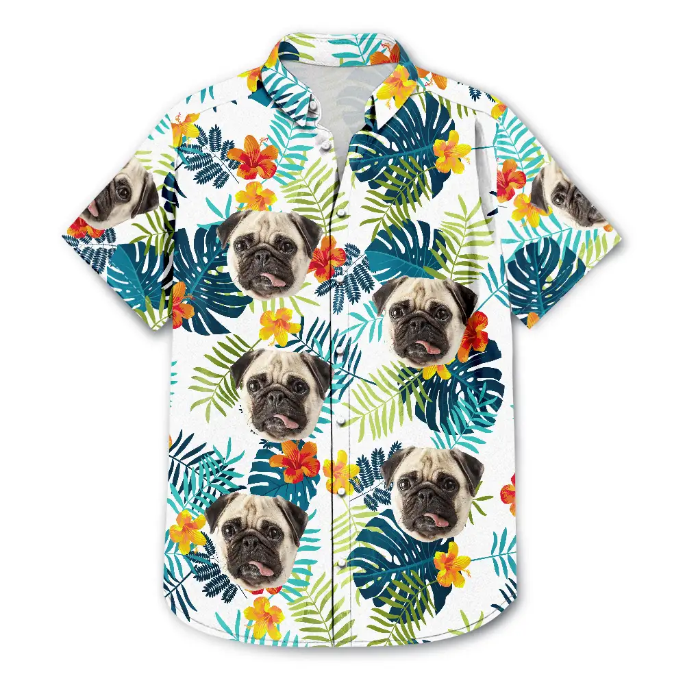 Custom Photo Tropical Vibes Pet Face - Personalized Hawaiian Shirt
