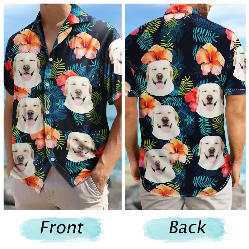 Custom Photo Tropical Vibes Pet Face - Personalized Hawaiian Shirt