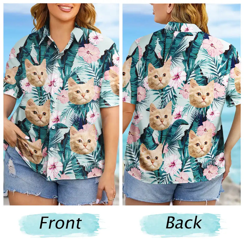 Custom Photo Tropical Vibes Pet Face - Personalized Hawaiian Shirt