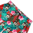 Custom Photo Tropical Leaves Funny Family Pet Face - Personalized Unisex Beach Shorts