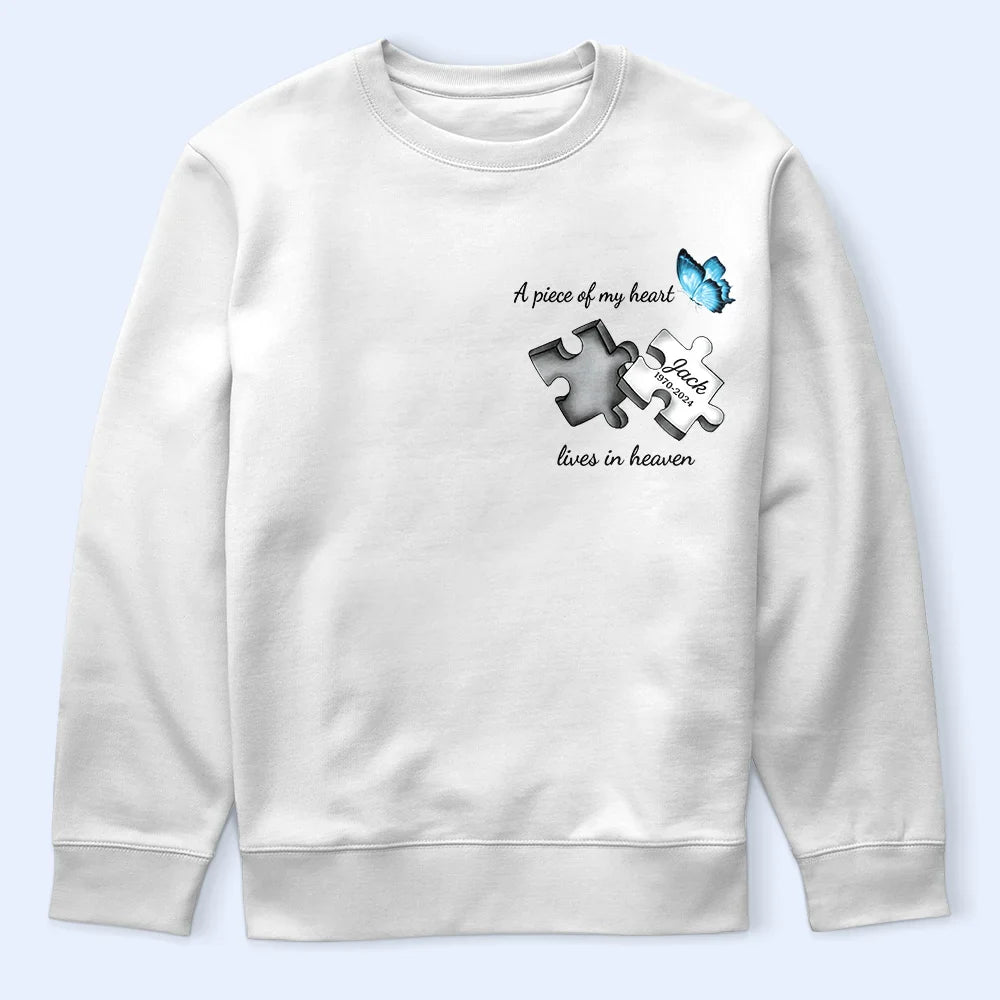 A Piece Of My Heart Lives In Heaven - Personalized T Shirt