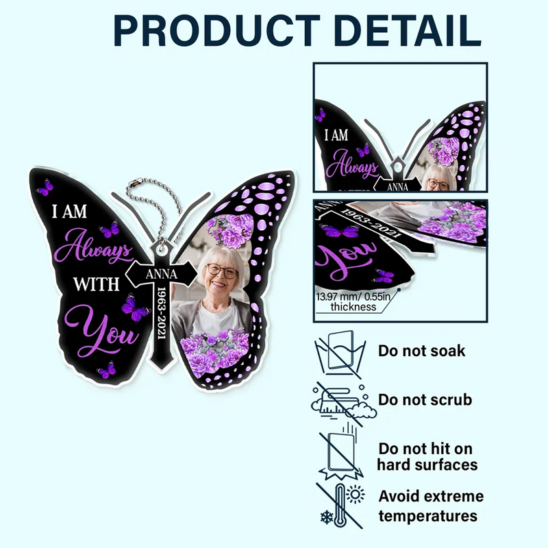 Custom Photo I Will Carry You With Me Memorial - Personalized Acrylic Car Hanger