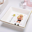 Y2K Girl With Birth Flowers - Personalized Ring Dish