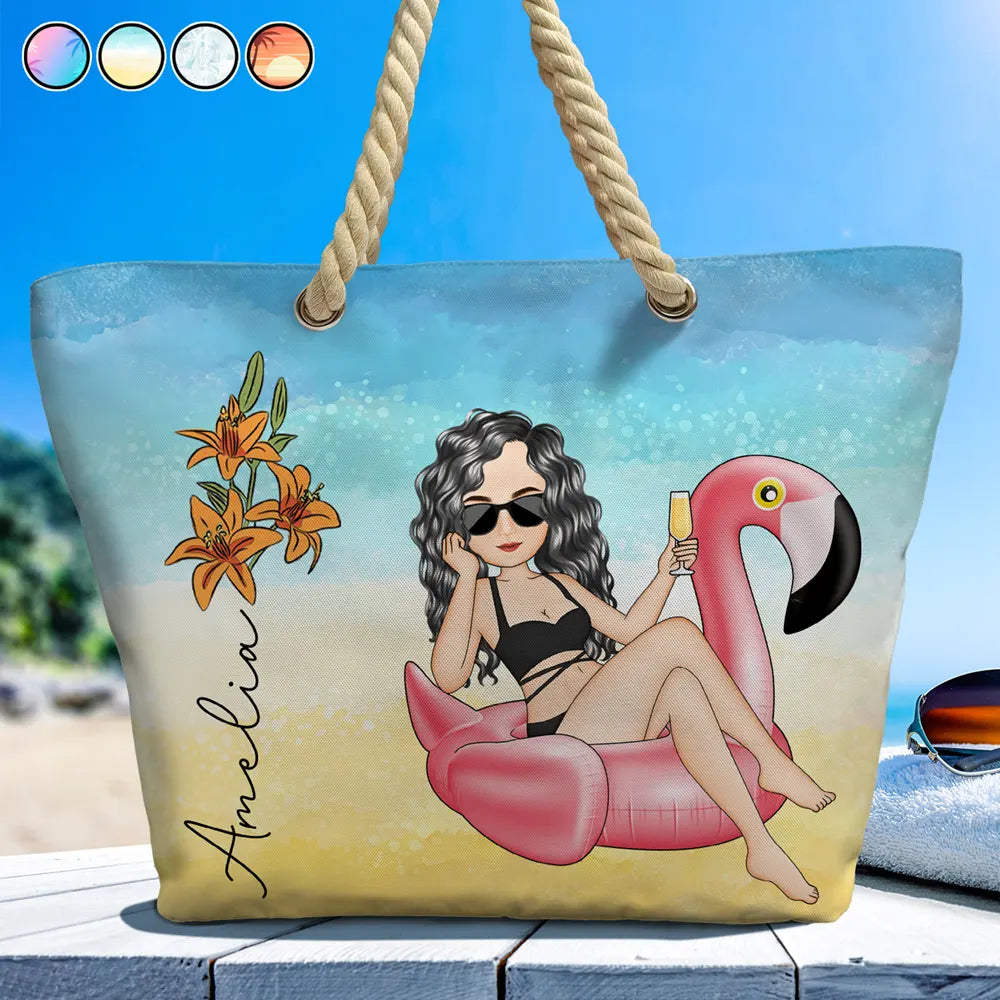 Beach Girl Birth Flowers - Personalized Beach Bag