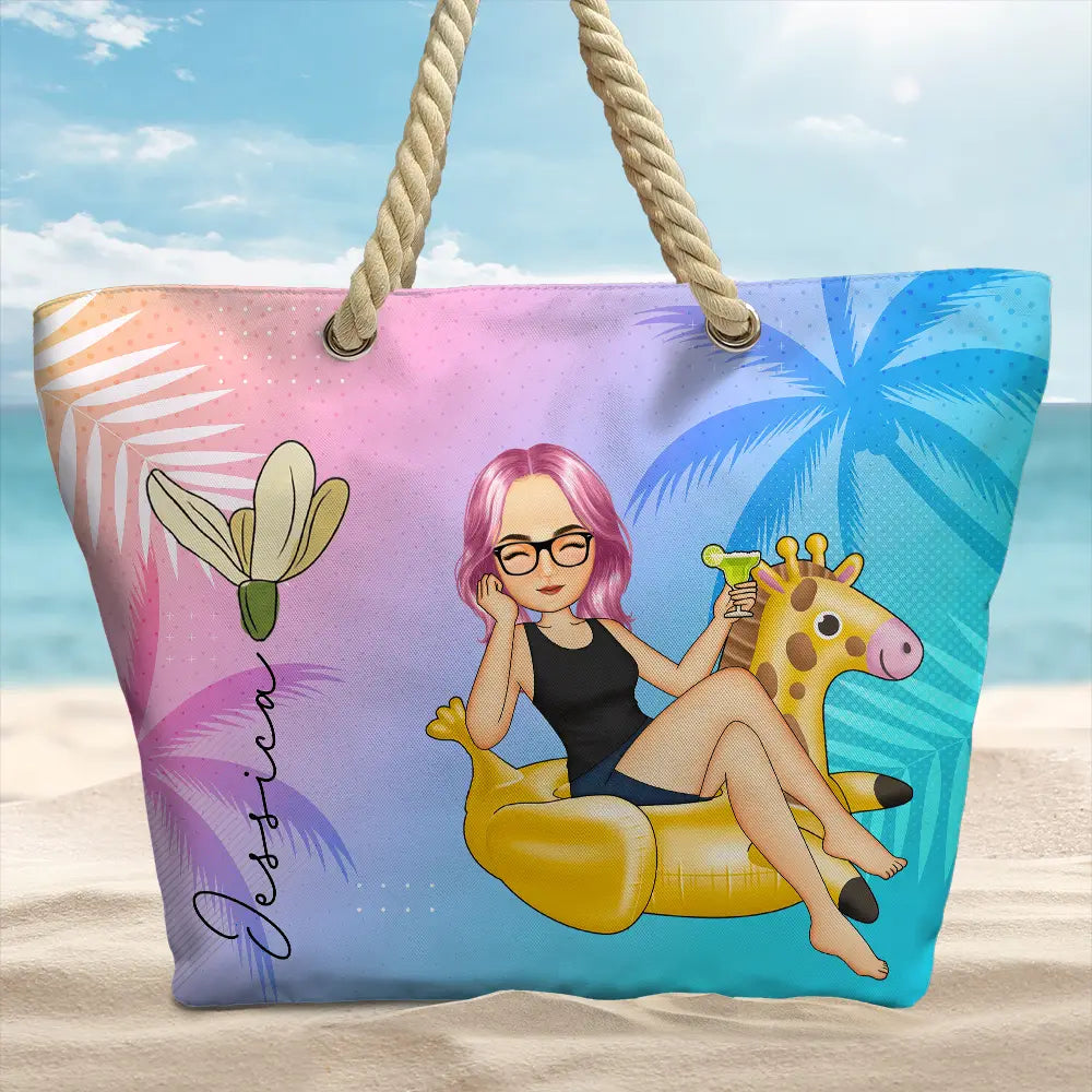 Beach Girl Birth Flowers - Personalized Beach Bag