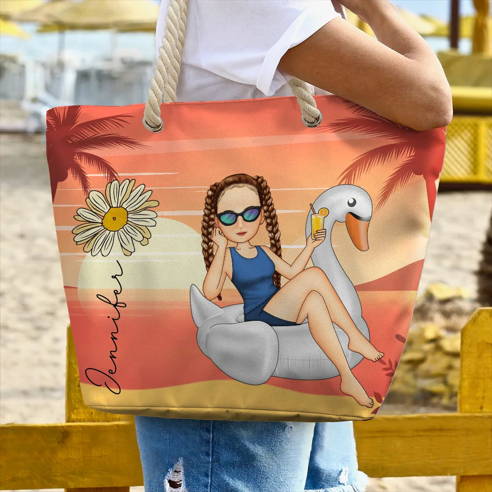 Beach Girl Birth Flowers - Personalized Beach Bag