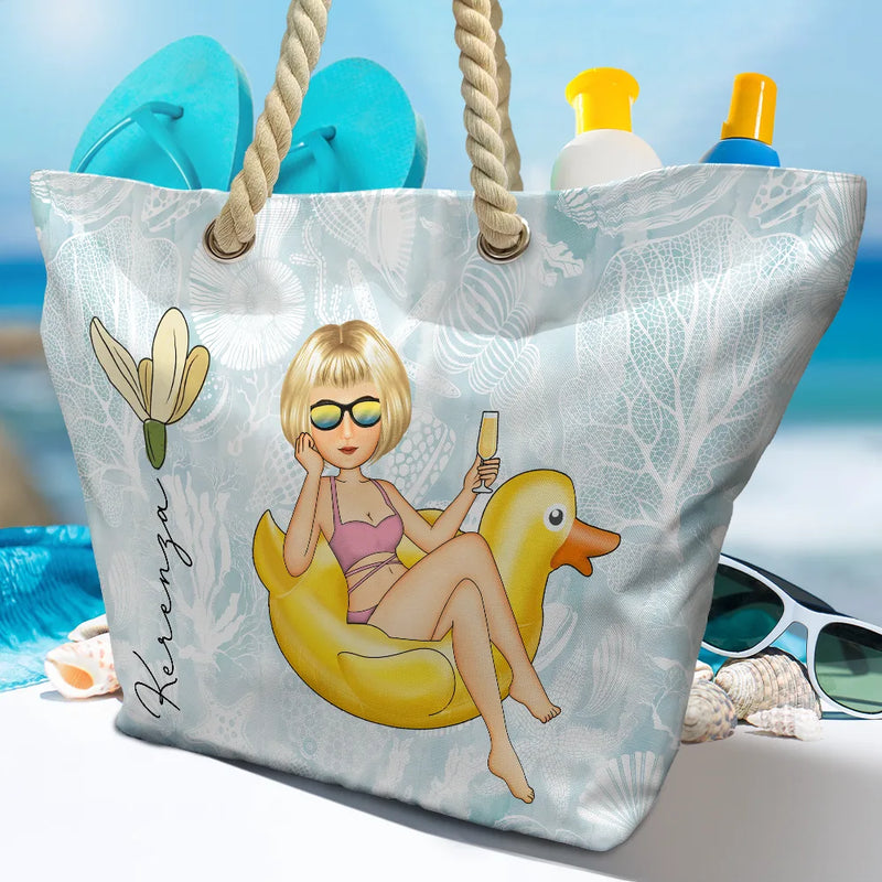 Beach Girl Birth Flowers - Personalized Beach Bag