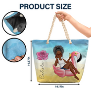 Beach Girl Birth Flowers - Personalized Beach Bag