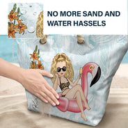 Beach Girl Birth Flowers - Personalized Beach Bag