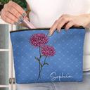 Fleur de naissance pour femme - Trousse de maquillage personnalisée 