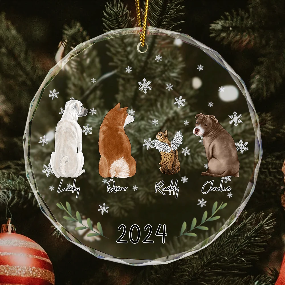 My Dogs Cats Pet 2024 - Personalized Circle Glass Ornament
