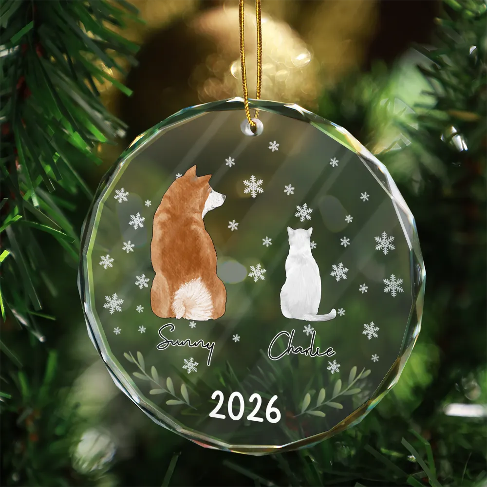 My Dogs Cats Pet - Personalized Circle Glass Ornament