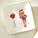 Girl With Birth Flowers - Personalized Ring Dish