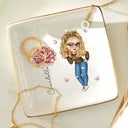 Girl With Birth Flowers - Personalized Ring Dish