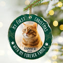 Custom Photo First Christmas Pet Lovers - Personalized Circle Glass Ornament