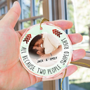 Custom Photo All Because Two People Swipe Right Couple - Personalized Circle Glass Ornament