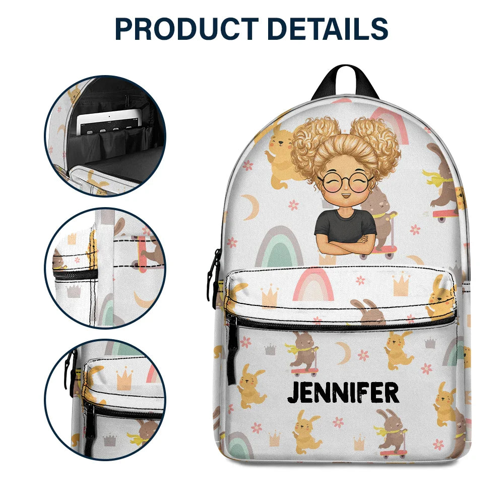 Cute Vehicle Background - Personalized Canvas Backpack